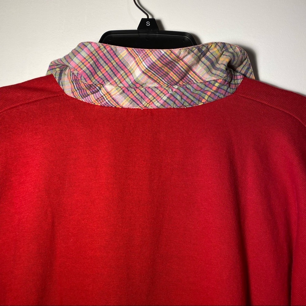 Vintage J. Crew Men's Quilted Collar Polo Long Sleeve Red XL - Picture 4 of 7